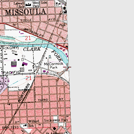 Topographic Map of Clark Fork Bridge, MT