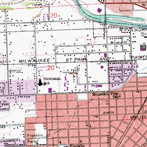 Topographic Map of Sussex School - Lower Elementary, MT