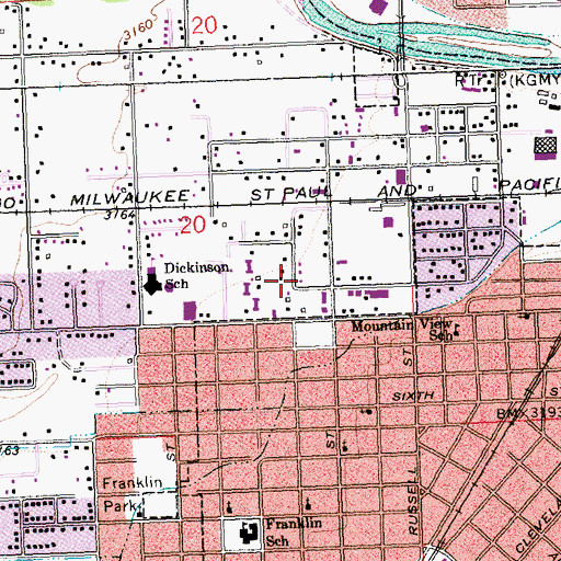 Topographic Map of Sussex School - Upper Elementary, MT