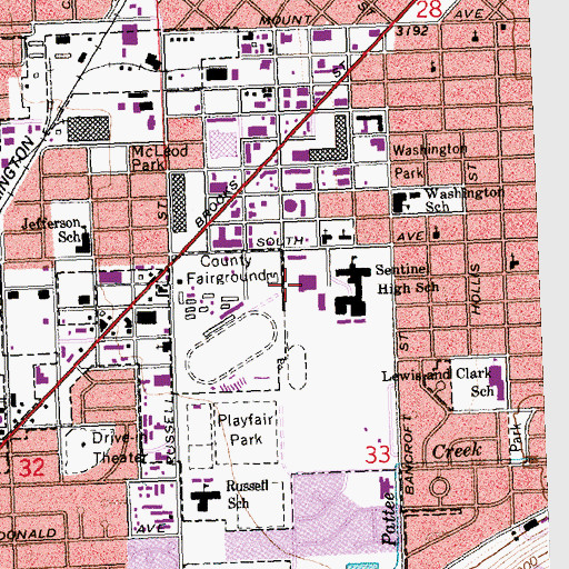 Topographic Map of College of Technology of the University of Montana - Missoula, MT