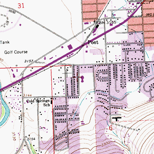 Topographic Map of Meadow Hill Middle School, MT