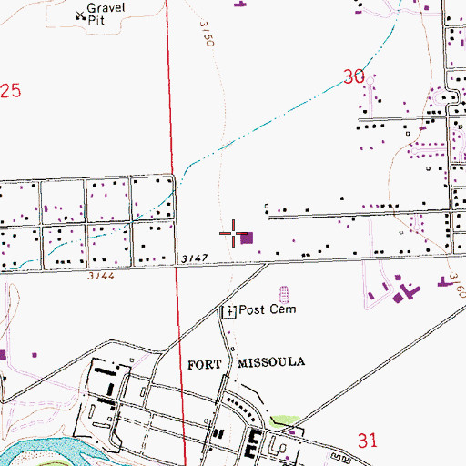 Topographic Map of Big Sky High School, MT