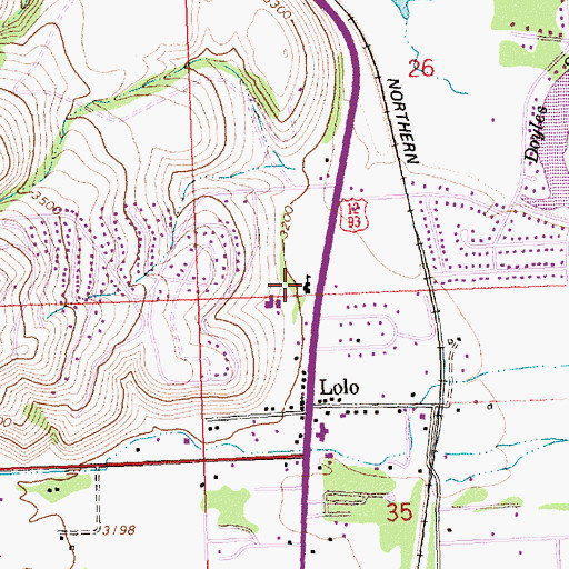 Topographic Map of Lolo Elementary School, MT