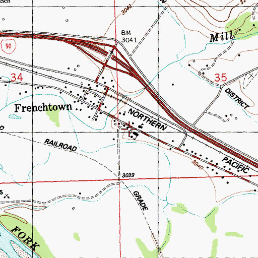 Topographic Map of Frenchtown Elementary School, MT
