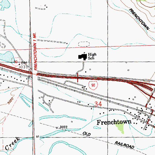 Topographic Map of Frenchtown High School, MT