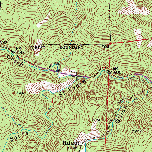 Topographic Map of Middle Saint Vrain Creek, CO