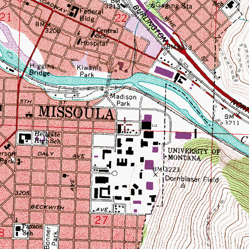 Topographic Map of Performing Arts and Radio-TV Center, MT