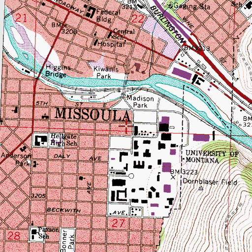 Topographic Map of Law School, MT