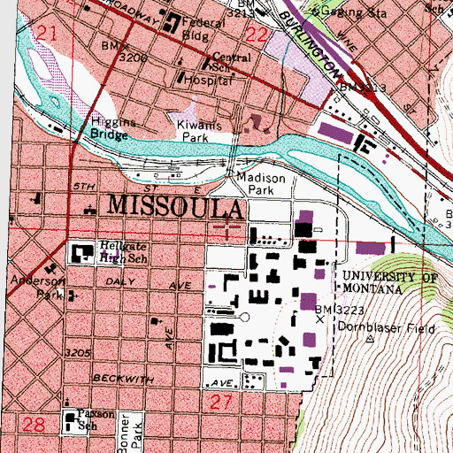 Topographic Map of Student Health Services Building, MT