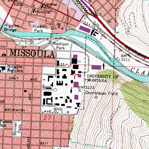 Topographic Map of Aber Hall, MT