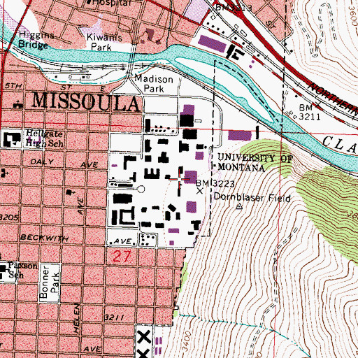 Topographic Map of University Center, MT