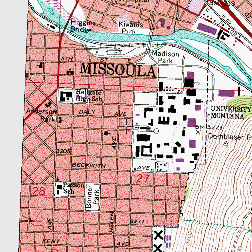 Topographic Map of Native American Studies Building, MT