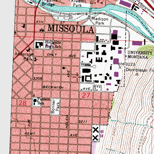 Topographic Map of Miller Hall, MT