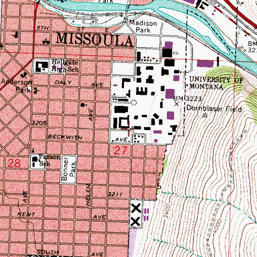 Topographic Map of Health Sciences Building, MT