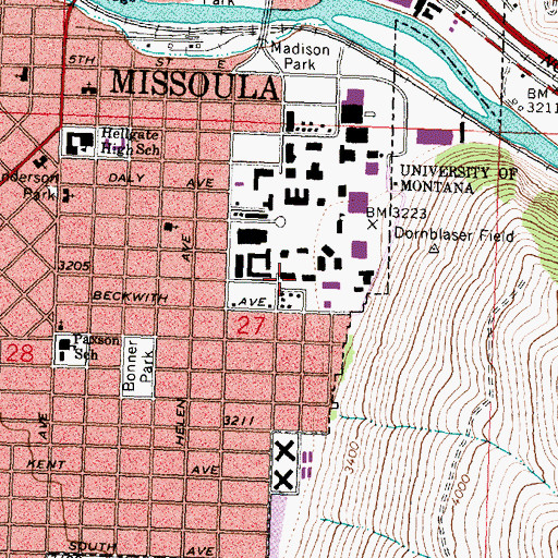 Topographic Map of Pharmacy/Psychology Building, MT