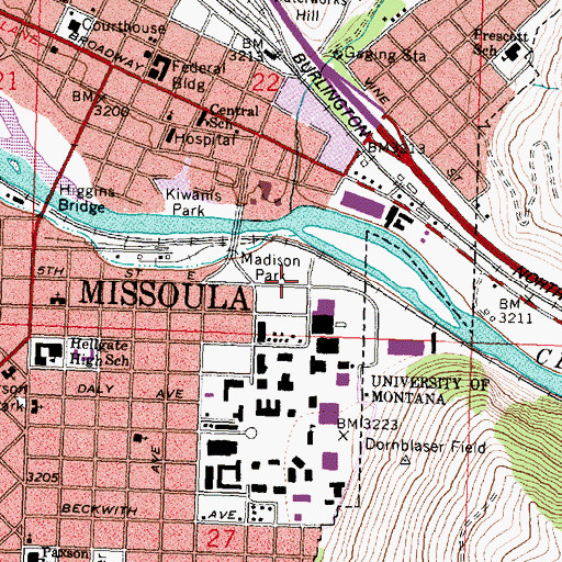 Topographic Map of River Bowl, MT