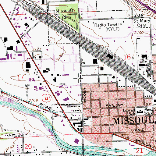 Topographic Map of Hollywood Trailer Court, MT