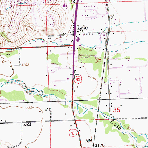 Topographic Map of Travellers Rest Trailer Court, MT