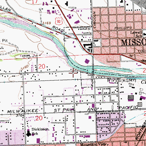 Topographic Map of Mobile City Trailer Park, MT