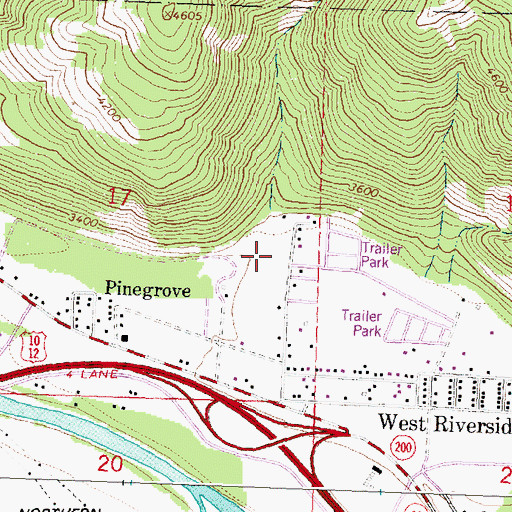 Topographic Map of Mountain View Court, MT