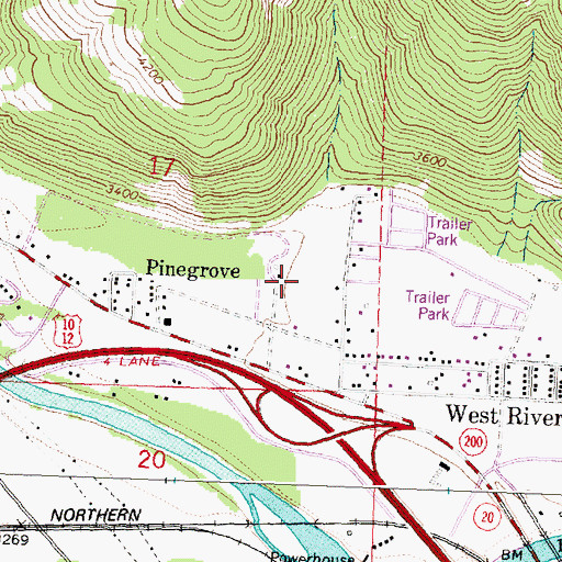 Topographic Map of Pinegrove Trailer Park, MT