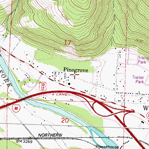 Topographic Map of Big Pines Mobile Court, MT