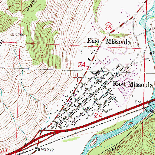 Topographic Map of Mount Jumbo Trailer Court, MT