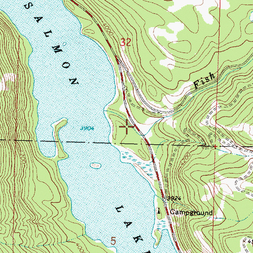 Topographic Map of Salmon Lake State Park, MT