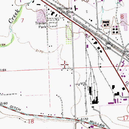 Topographic Map of KOA El-Mar Kampground, MT