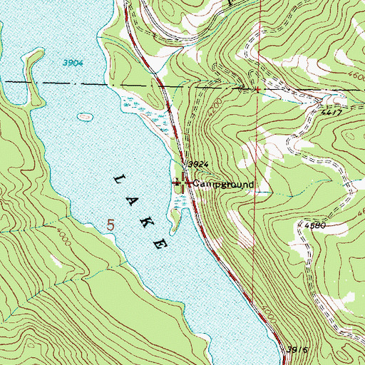 Topographic Map of Salmon Lake Campground, MT