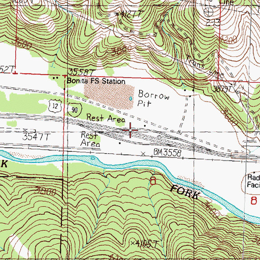 Topographic Map of Clinton Rest Area, MT