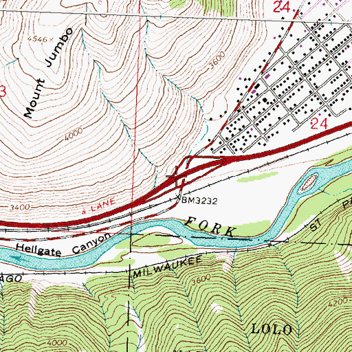 Topographic Map of Interchange 107, MT
