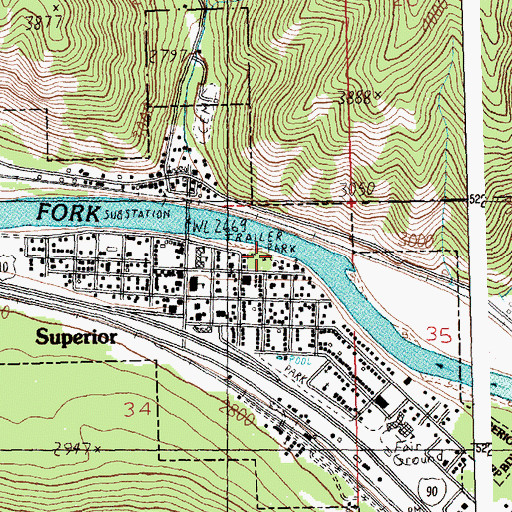Topographic Map of Riverview Trailer Park, MT