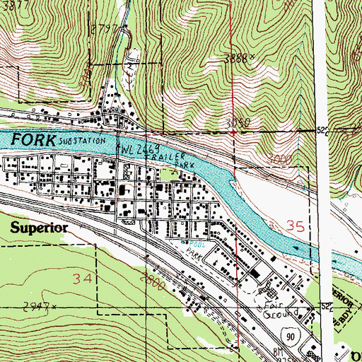 Topographic Map of Superior Assembly of God Church, MT