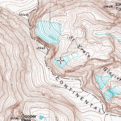 Topographic Map of Saint Vrain Glaciers, CO