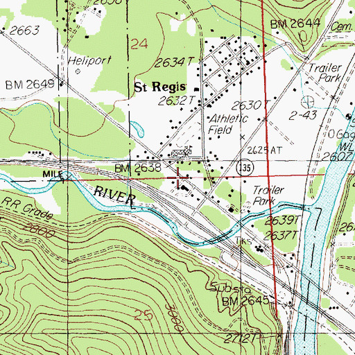 Topographic Map of Saint Regis Post Office, MT