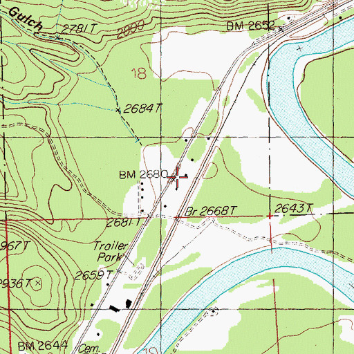 Topographic Map of Riberdy Post Office (historical), MT