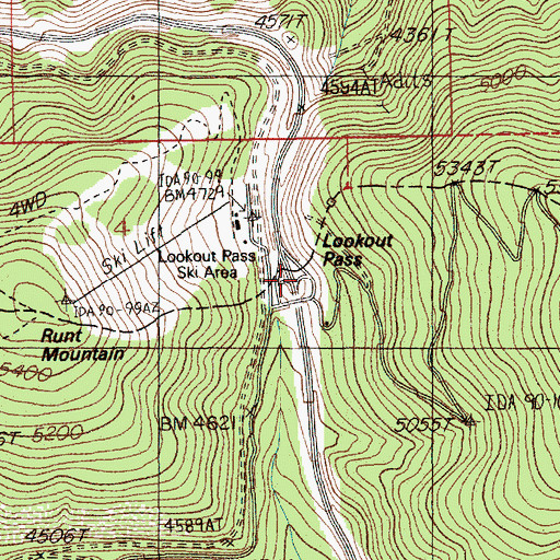 Topographic Map of Lookout (historical), MT