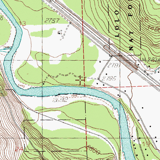 Topographic Map of Forty-Mile House (historical), MT
