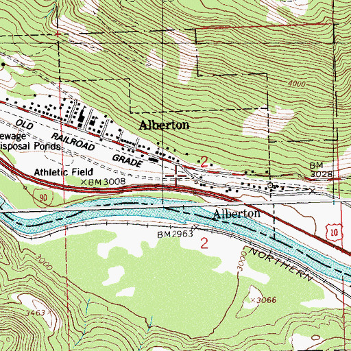 Topographic Map of Alberton (historical), MT