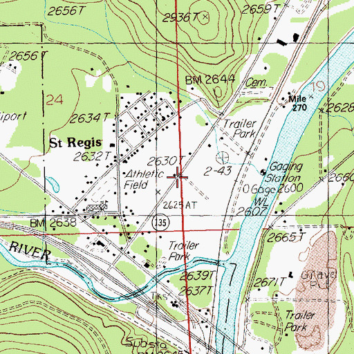 Topographic Map of Saint Regis Rural Fire Department, MT
