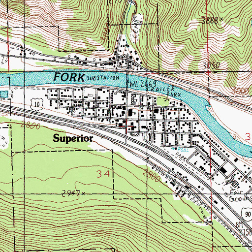 Topographic Map of Mineral County Courthouse, MT