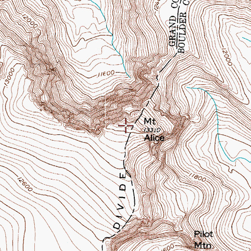 Topographic Map of Mount Alice, CO