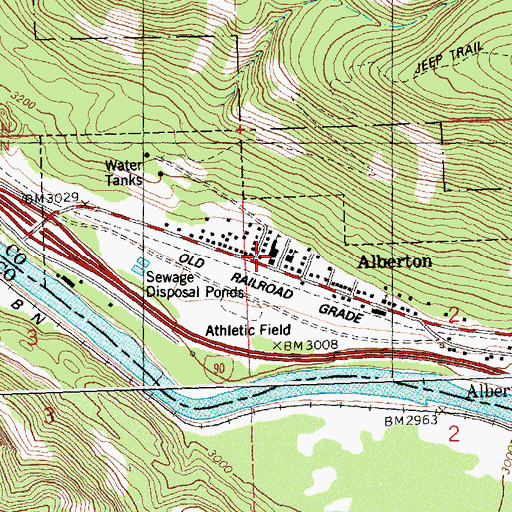 Topographic Map of Alberton Public Schools, MT