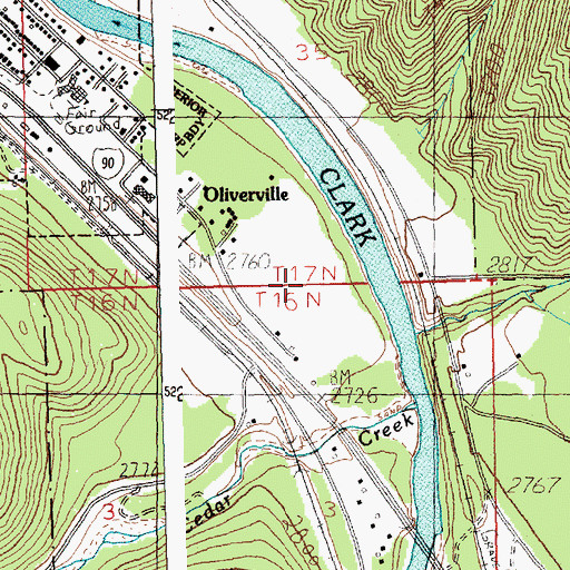Topographic Map of Cedar Creek Golf Course, MT