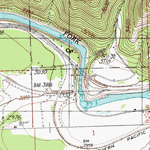 Topographic Map of Cyr Bridge, MT