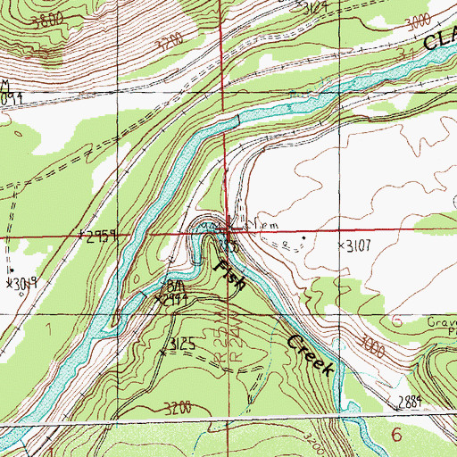 Topographic Map of Fish Creek Cemetery, MT