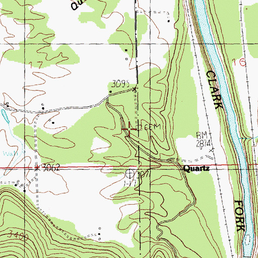 Topographic Map of Quartz Cemetery, MT