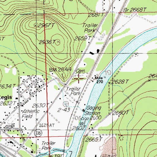 Topographic Map of Saint Regis Cemetery, MT