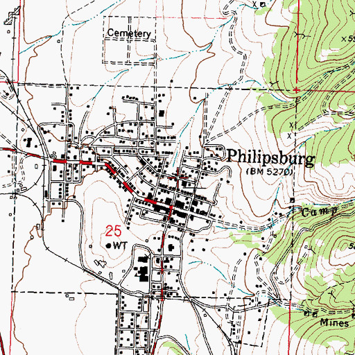 Topographic Map of Granite County Sheriff's Office, MT